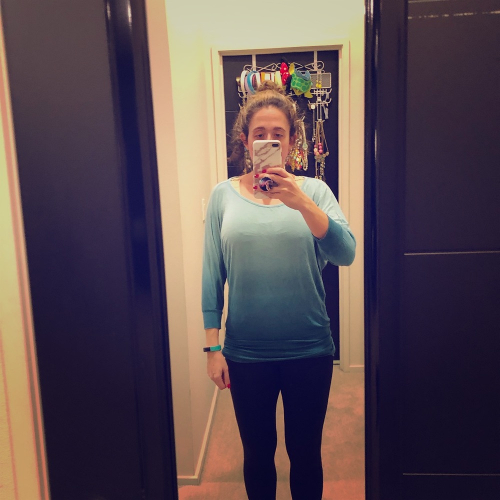 Oversized aqua hombre 3/4 sleeve T-shirt Tunic - L